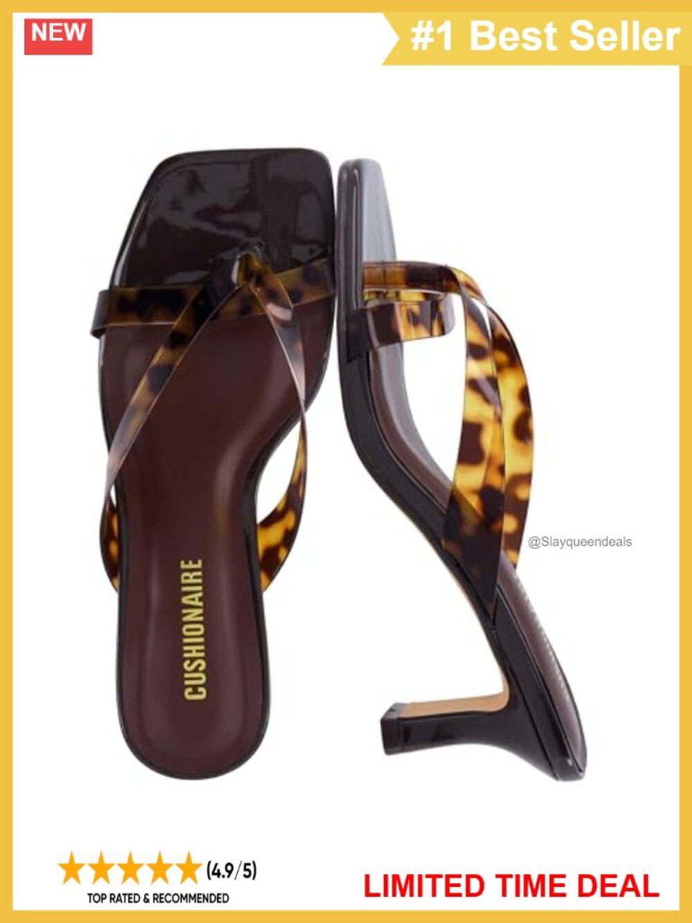 Cushionaire Shana Square Toe Thong Heeled Sandals Memory Foam